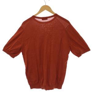 JOHN SMEDLEY ニット セーター クルーネック プルオーバー 半袖 コットン M オレンジ