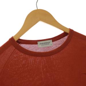 JOHN SMEDLEY ニット セーター クルーネック プルオーバー 半袖 コットン M オレンジ