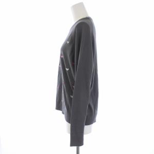 EMPORIO ARMANI ニット セーター 長袖 クルーネック 総柄 ウール 42 L グレー 6H2MW1 2M09Z