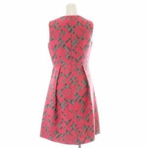 ANAYI ワンピース ひざ丈 ノースリーブ 総柄 36 ピンク