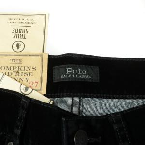 POLO RALPH LAUREN tompkins mid rise skinny スキニーパンツ ベロア ジップフライ ブラック