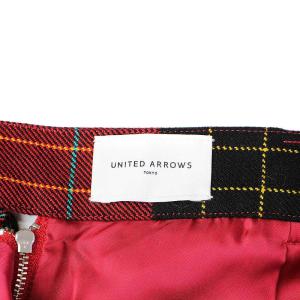UNITED ARROWS タイトスカート ロング バックジップ スリット ウール チェック 36 S 赤 黒 レッド ブラック