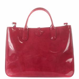 Longchamp ロゾ ROSEAU トートバッグ ショルダーバッグ 2way エナメル ロゴ 赤 レッド