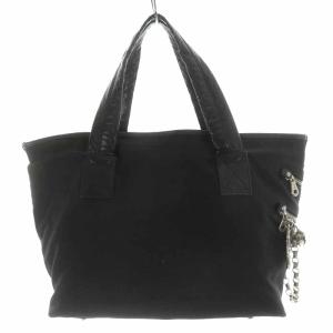 Chloe トートバッグ ハンドバッグ キャンバス ロゴプリント ロゴチャーム チェーン 黒 ブラック