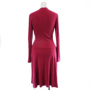 ISSA LONDON フレアワンピース ひざ丈 長袖 ギャザー リボン シルク US2 ピンク