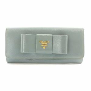 長財布 小銭入れ リボン サフィアーノレザー 水色