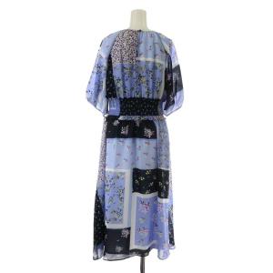 GRACE CONTINENTAL 20SS ワンピース ミモレ ロング 半袖 花柄 38 M 青 ブルー 0120231033-00