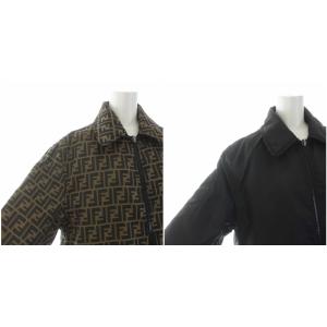 FENDI ステンカラーコート リバーシブル アウター ミドル ズッカ柄 無地 40 茶 黒