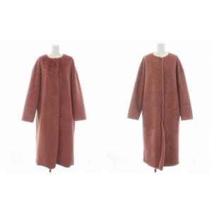 2wayソフトボアロングコート 2WAY SOFT BOA LONG COAT ノーカラーコート アウター リバーシブル ピンク