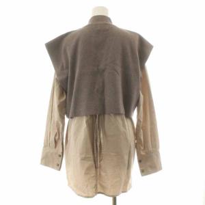 CLANE 19AW レイヤードニットブラウス シャツ 長袖 F 茶 ブラウン