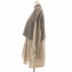 CLANE 19AW レイヤードニットブラウス シャツ 長袖 F 茶 ブラウン