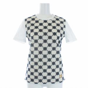 Tシャツ カットソー 半袖 ロゴ 刺繍 XXS 白 ホワイト アイボリー 紺 ネイビー