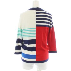 kate spade new york カーディガン ニット 薄手 七分袖 ボーダー S ブルー ホワイト