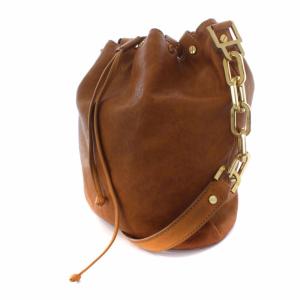 TORY BURCH ショルダーバッグ チェーン 鏡付き レザー 茶 ブラウン