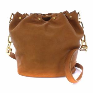 TORY BURCH ショルダーバッグ チェーン 鏡付き レザー 茶 ブラウン