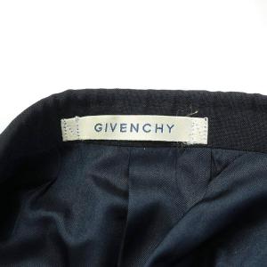 GIVENCHY テーラードジャケット ダブル 背抜き ウール 肩パッド 96 86 170 XL 紺 ネイビー