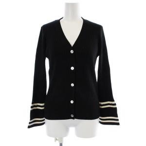 18AW カーディガン リブニット 薄手 ウール 36 ホワイト ブラック