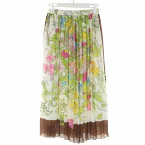 19SS スカーフフラワーptSK プリーツスカート ロング 花柄 36 S マルチカラー