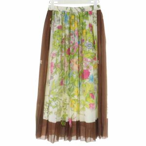 Grace Class 19SS スカーフフラワーptSK プリーツスカート ロング 花柄 36 S マルチカラー