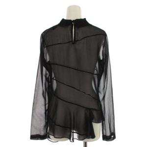 Tao ブラウス シャツ フリル シアー シースルー 変形 カットオフ 長袖 シフォン M 黒 ブラック