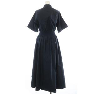 ANAYI 19SS シャツワンピース フレア ロング 半袖 ギャザー 36 S 紺 ネイビー
