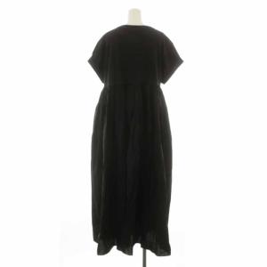 CLANE 21AW BACK FRILL ONE PIECE ワンピース ロング マキシ 半袖 F 黒 ブラック 11112-5022