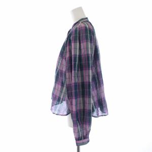 ISABEL MARANT ETOILE ブラウス シャツ 長袖 バンドカラー チェック 36 パープル