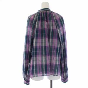 ISABEL MARANT ETOILE ブラウス シャツ 長袖 バンドカラー チェック 36 パープル