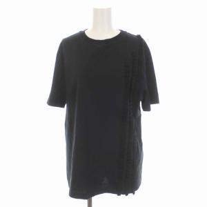 Tシャツ カットソー フリル 半袖 M 黒 ブラック