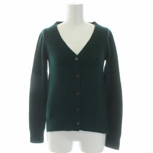 2010年製 ニットカーディガン 長袖 エルボーパッチ カシミヤ 38 M 緑 グリーン