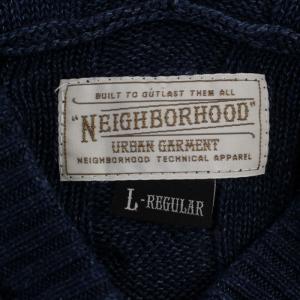 NEIGHBORHOOD コットンニットパーカー ジップアップ ケーブル L ネイビー