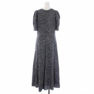 CASA FLINE カシュクールフラワードレス ロングワンピース 五分袖 F 紺 ネイビー