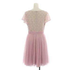 TOCCA 17SS ワンピース フレア ミニ チュール レース ビジュー 花柄 半袖 切替 ドッキングワンピース 0 S 紫 パープル