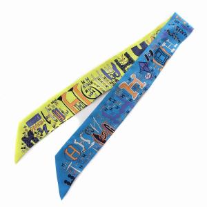 ツイリー スカーフ 1001H Rose 千と一のH ローズ H柄 シルク ブルー イエロー