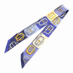 ツイリー スカーフ Bouclerie d Attelage アトラージュのバックル シルク ブルー