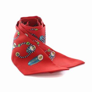 HERMES ツイリー スカーフ cordages コルダージュ ロープ柄 シルク レッド