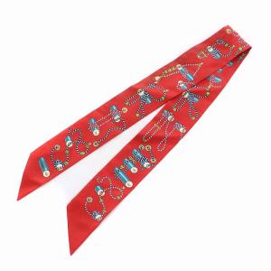 ツイリー スカーフ cordages コルダージュ ロープ柄 シルク 赤 レッド