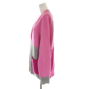 Drawer 9G ウール配色Vネックカーディガン ニット 長袖 グレー ピンク