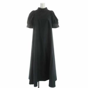 CELFORD 20AW Aラインロングワンピース フレアワンピース バックオープン パフスリーブ 36 ブラック