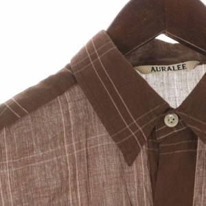 AURALEE 18SS SUPER LIGHT CHECK BIG SHIRTS カジュアルシャツ コットン チェック 長袖 3 L 茶