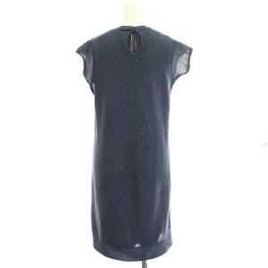 BRUNELLO CUCINELLI ワンピース 半袖 リネン ニット スパンコール ひざ丈 XS ブルー