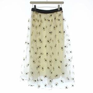 22SS パフュームプリントチュールスカート ロング マキシ イージー 36 ホワイト ブラック