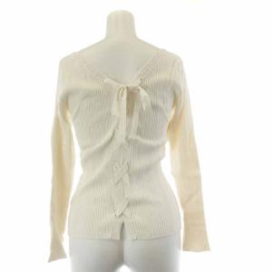 GRACE CONTINENTAL 21SS レースアップリブニットトップ ニット 長袖 バックリボン ビーズ装飾 36 ホワイト