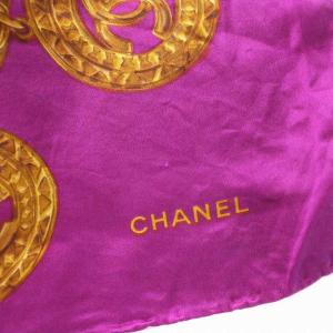 CHANEL スカーフ 31 RUE CAMBON 総柄 紫 パープル ゴールド