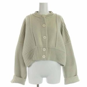 ENFOLD 22SS ウールリブショートカーディガン ニット 長袖 38 ライトグレー