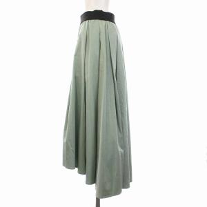 ADORE 17SS ストレッチタックフレア スカート ロング 36 S 薄緑 ミントグリーン