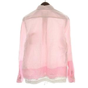 sacai オックスフォードシャツ 長袖 ドローコード ストライプ コットン 2 ピンク ホワイト