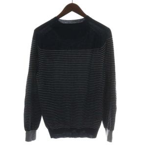 sacai ニット セーター ボーダー 長袖 ウール 2 ネイビー