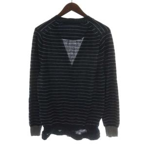 sacai カーディガン 長袖 ドローコード ボーダー 2 M 紺 ネイビー 14-00710M