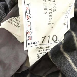 sacai カーディガン ドローコード ボーダー ナイロン切替 2 M グレー 14-00710M